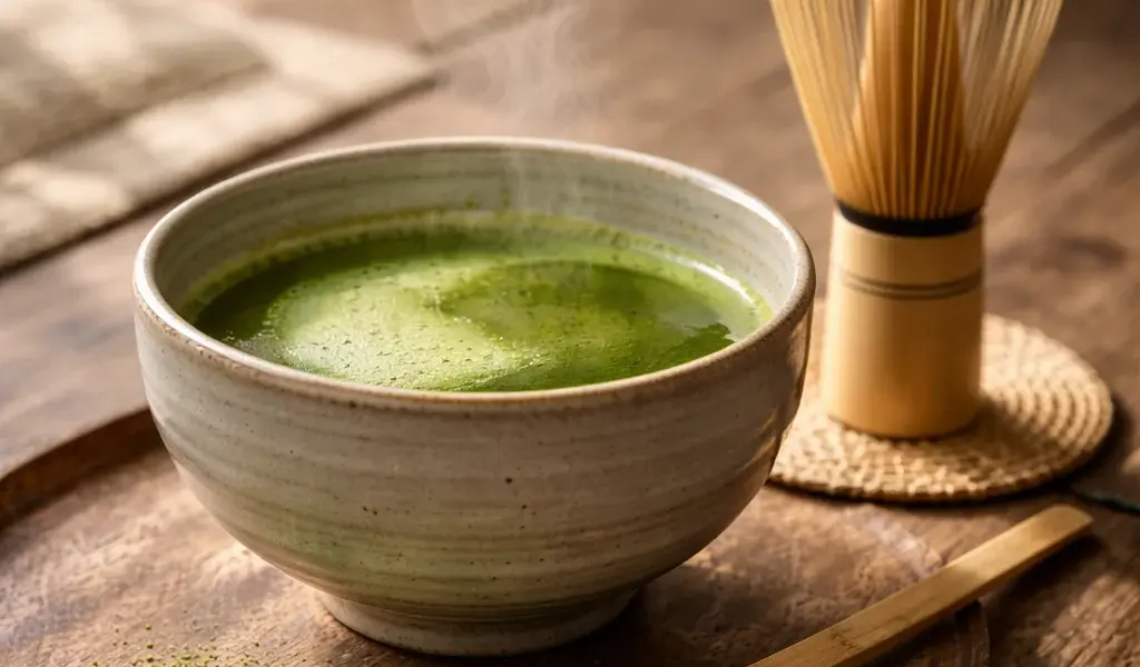 Traditional matcha tea ceremony setup