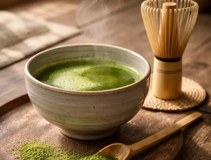 Traditional matcha tea ceremony setup