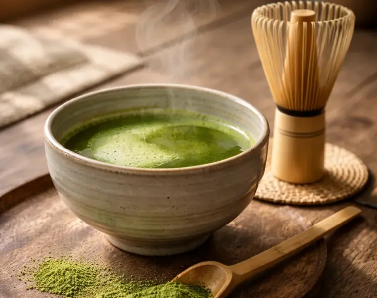 Traditional matcha tea ceremony setup