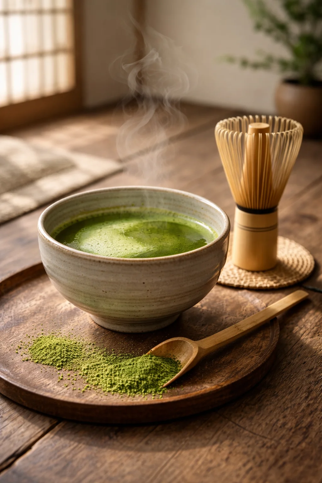 Traditional matcha tea ceremony setup