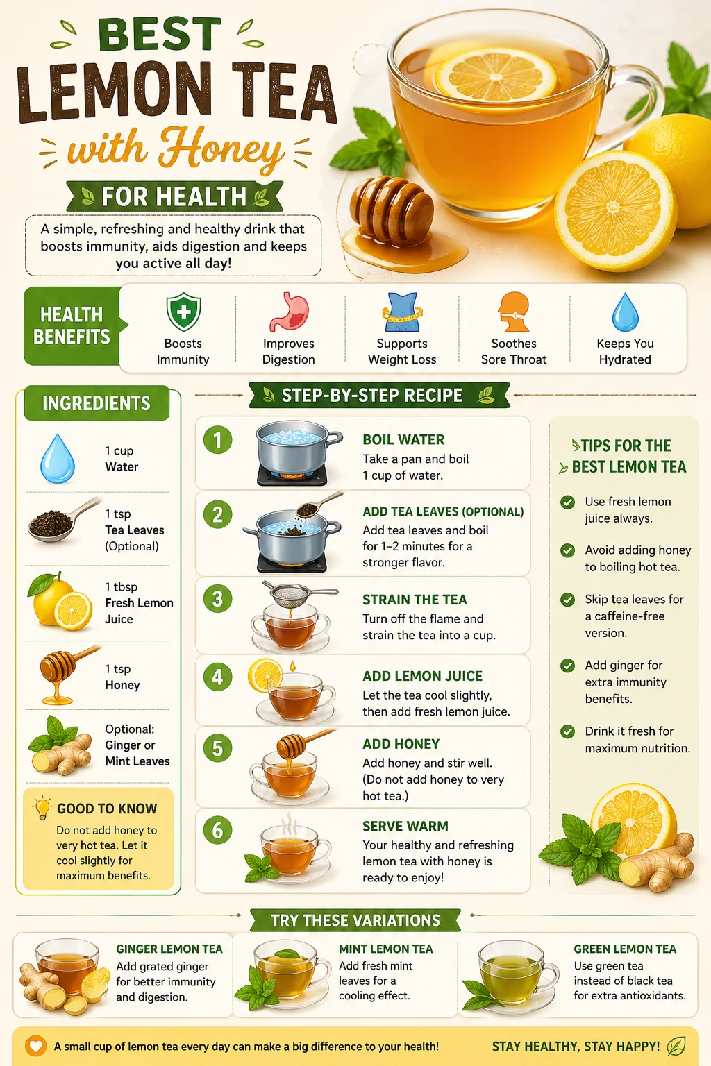 Best Lemon Tea Recipe with Honey for Health
