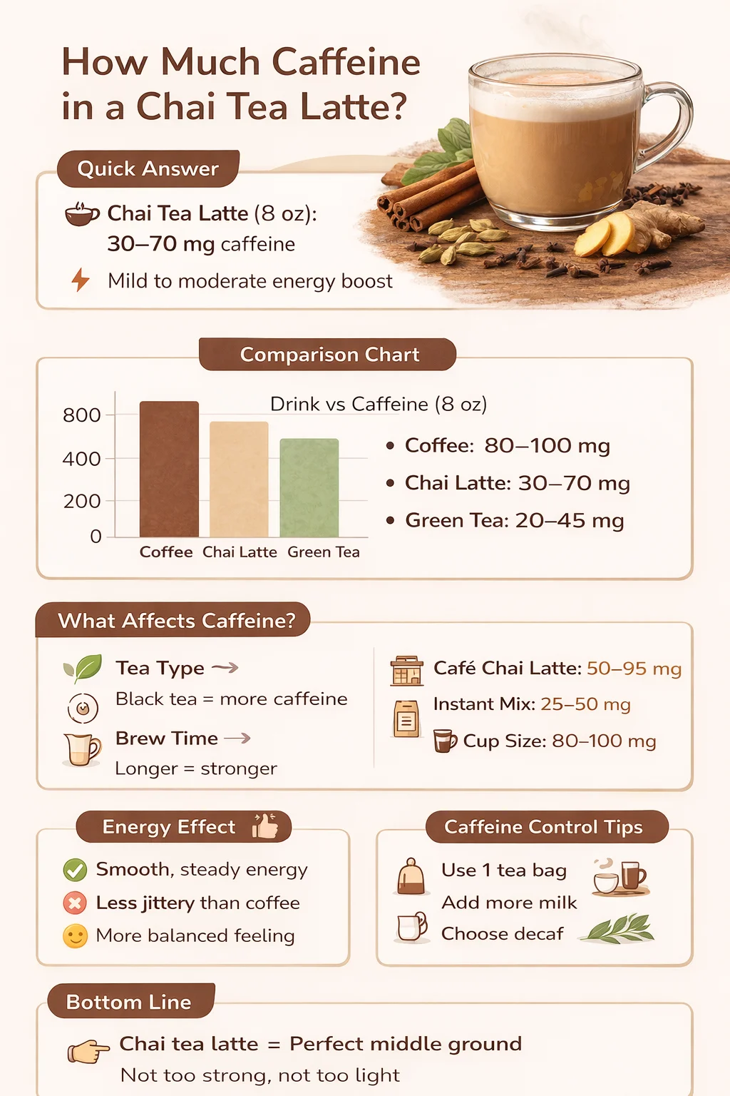 how much caffeine in a chai tea latte