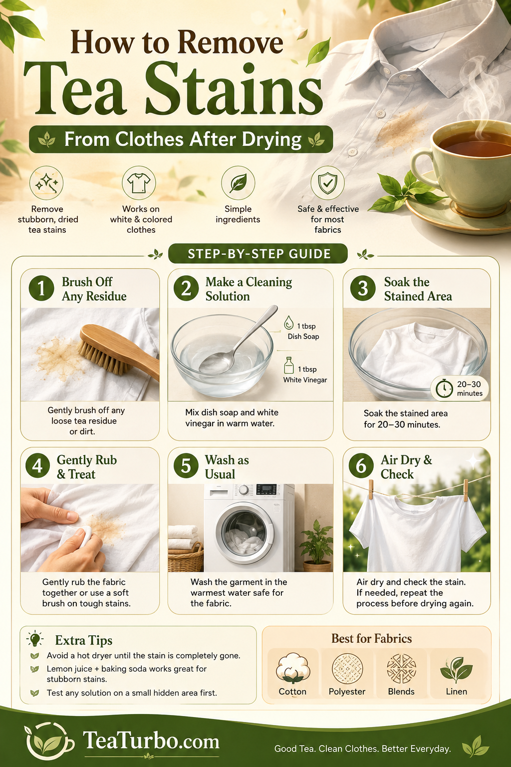 How to Remove Tea Stains From Clothes After Drying