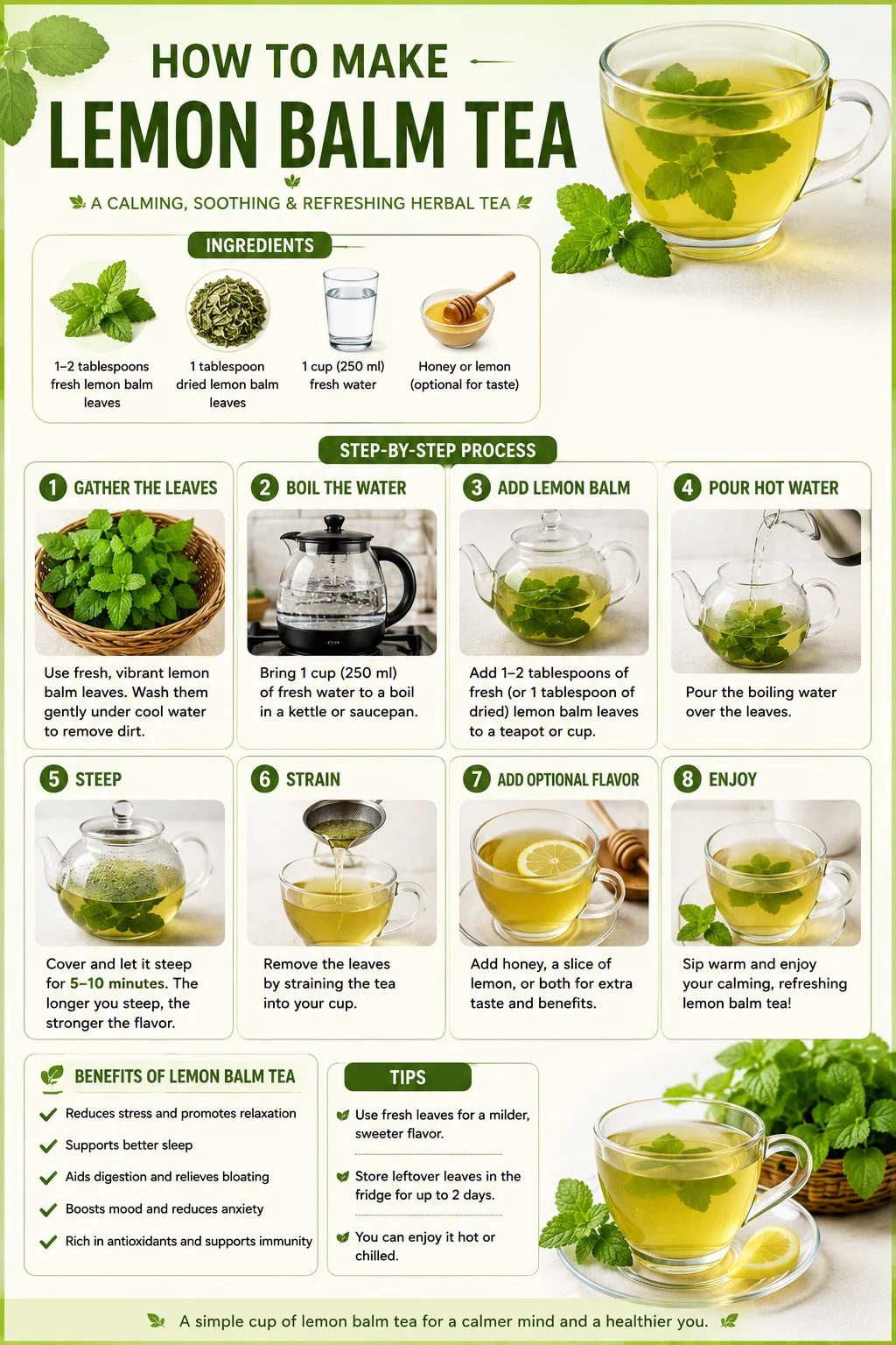 How to Make Lemon Balm Tea infographic