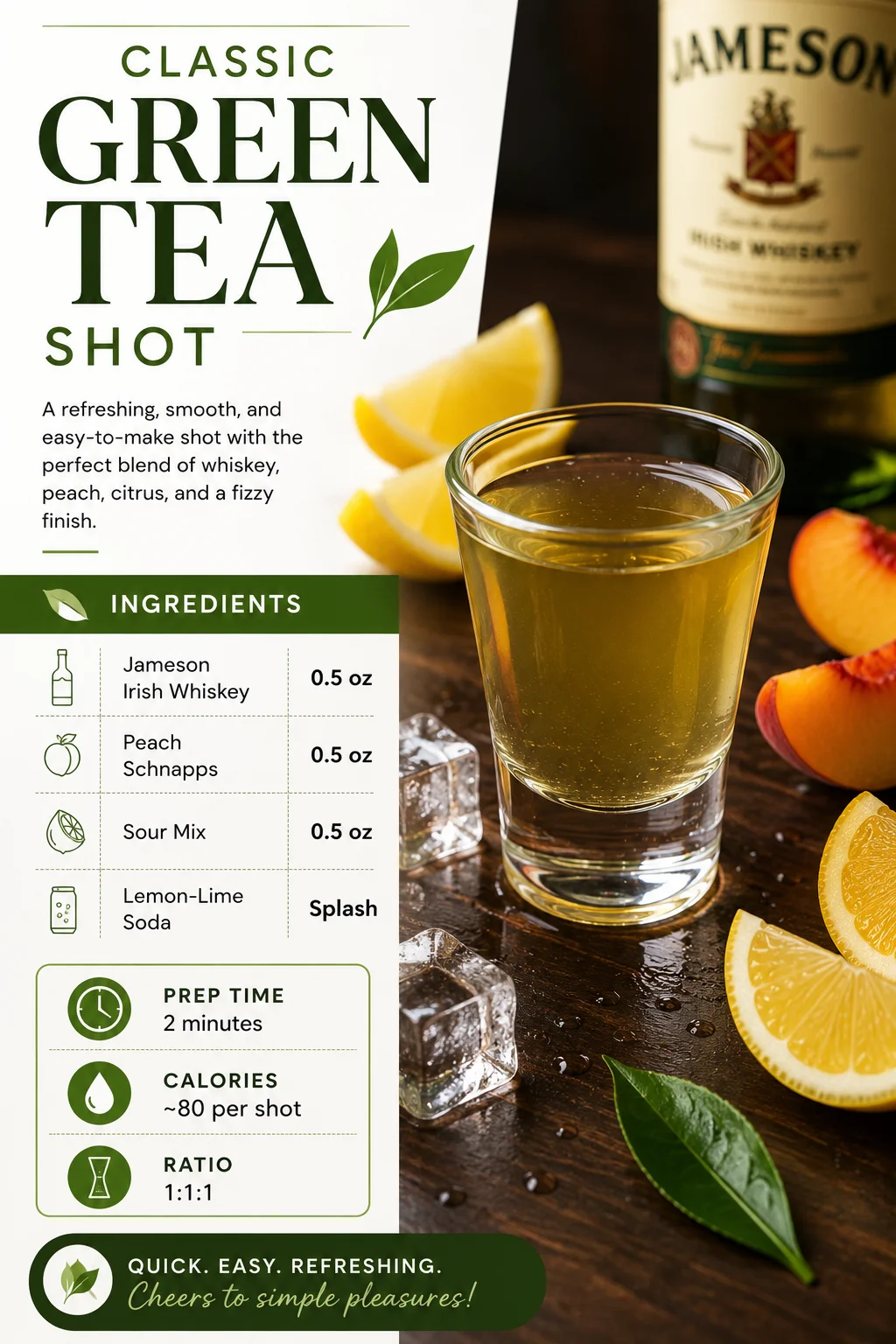 ingredients for green tea shot