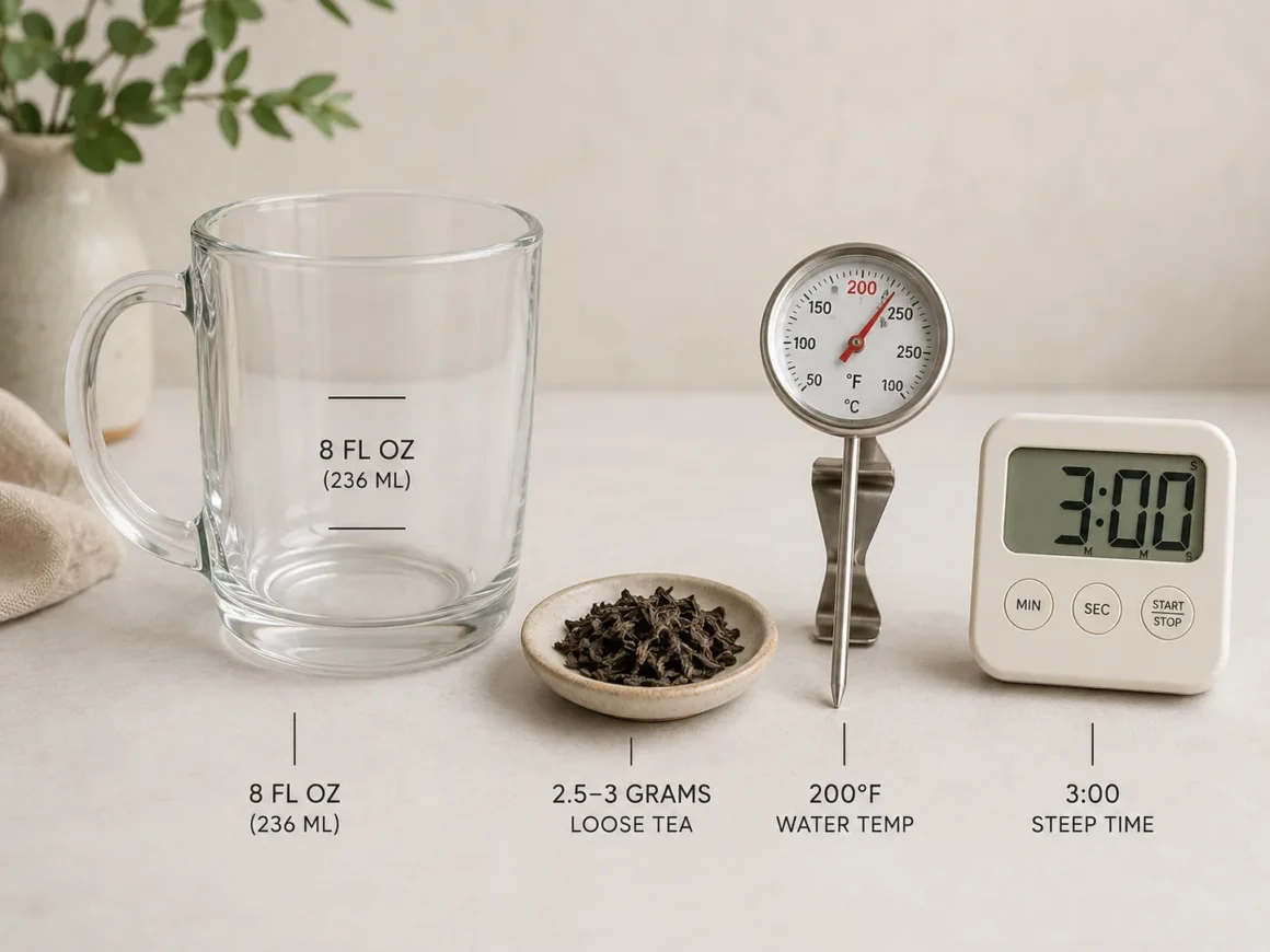 Black tea brewing amount, temperature, and steep time