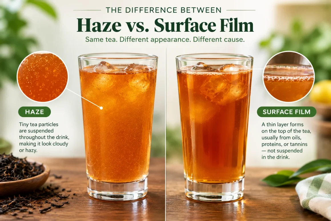 Difference between tea cream and hard-water tea scum